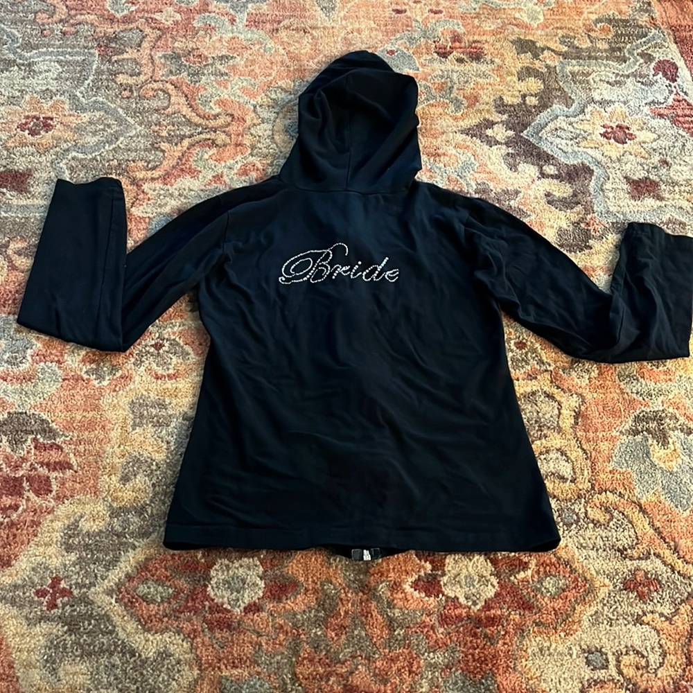 Bride zip up long sleeve hooded shirt